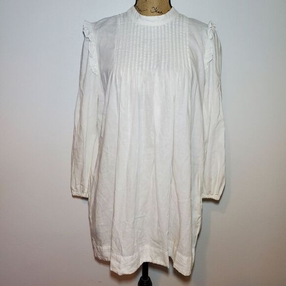 Free People Clover Pintuck Linen Blend Tunic Dress Size Medium - Picture 2 of 16